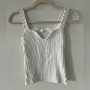 OAK + FORT White Ribbed Sweetheart Neck Tank